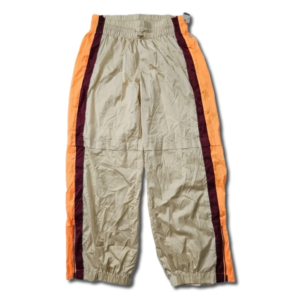 Free People End Zone Track Pants in Magnolia Combo Sz L Side Zip Bottom NWOT - Picture 4 of 5